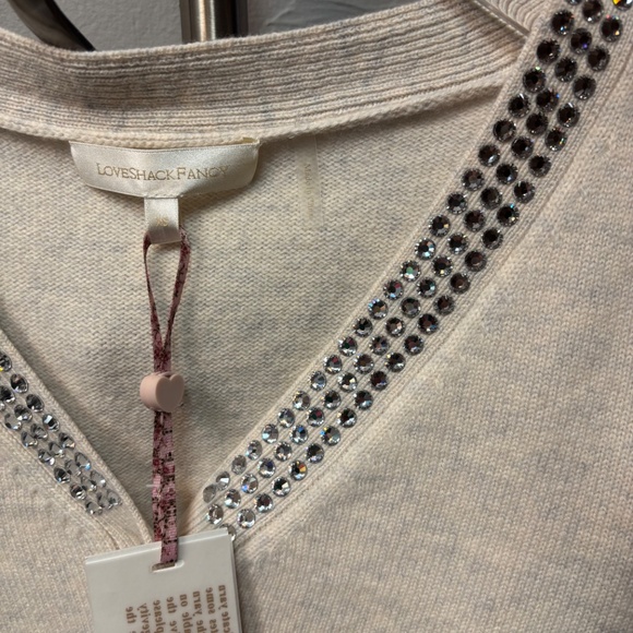 LOVE SHACK FANCY BRYNNER CROP CARDIGAN XS in PEBBLE - Picture 7 of 11